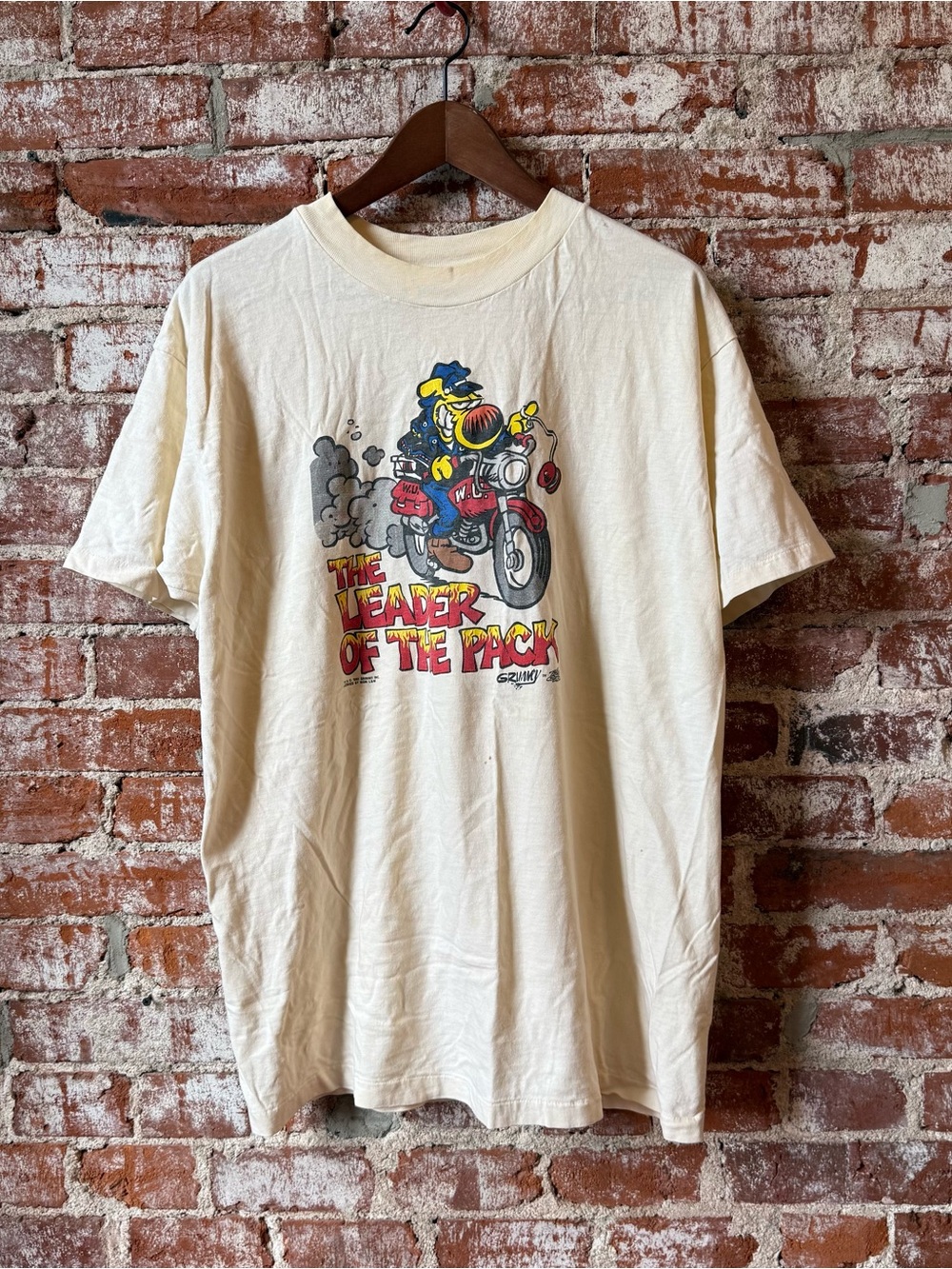 Rare Vintage The Leader of the Pack Grimmy Mike Peters 1991 T Shirt 90s White Xl